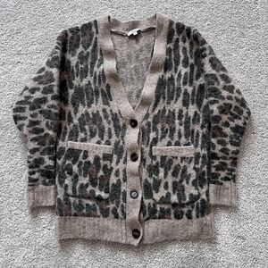 Rails Oslo Spotted Hazel Alpaca Wool Blend Pocket Cardigan Size XS Animal Print